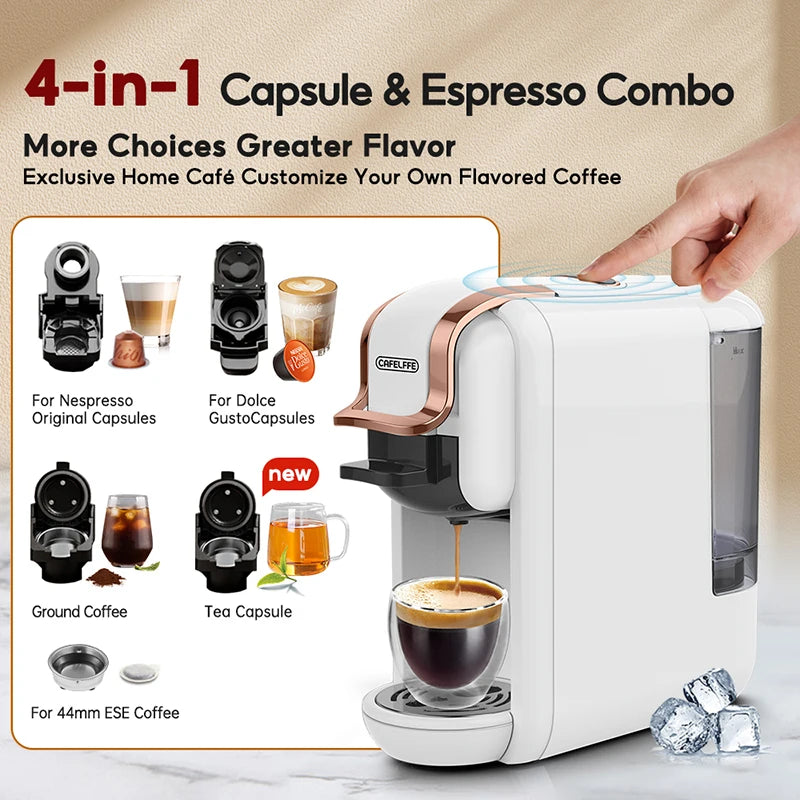 CAFELFFE MK-603 Capsule Coffee Machine with 4 Adapters, 19Bar Hot Cold Brew Espresso Maker For NES/DG/ESE and Coffee Grounds by S And B Enterprise