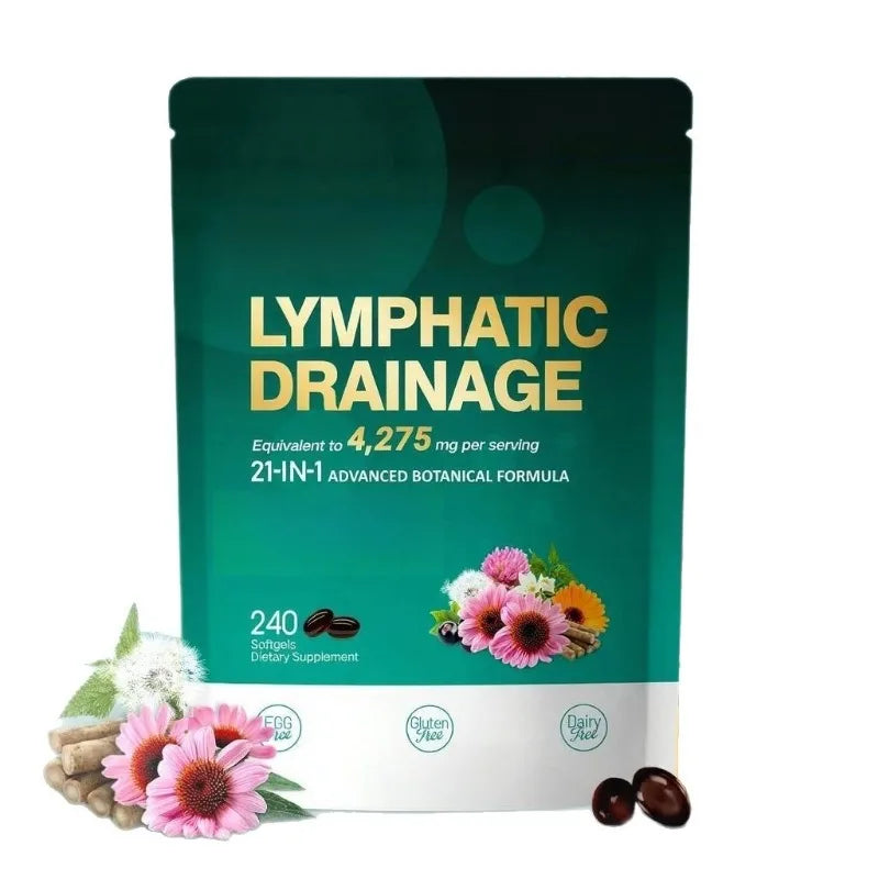 21 in 1 4275mg Lymphatic Drainage Capsules System Support 240 Softgels with Herbal Blend and Dandelion Burdock & Turmeric
