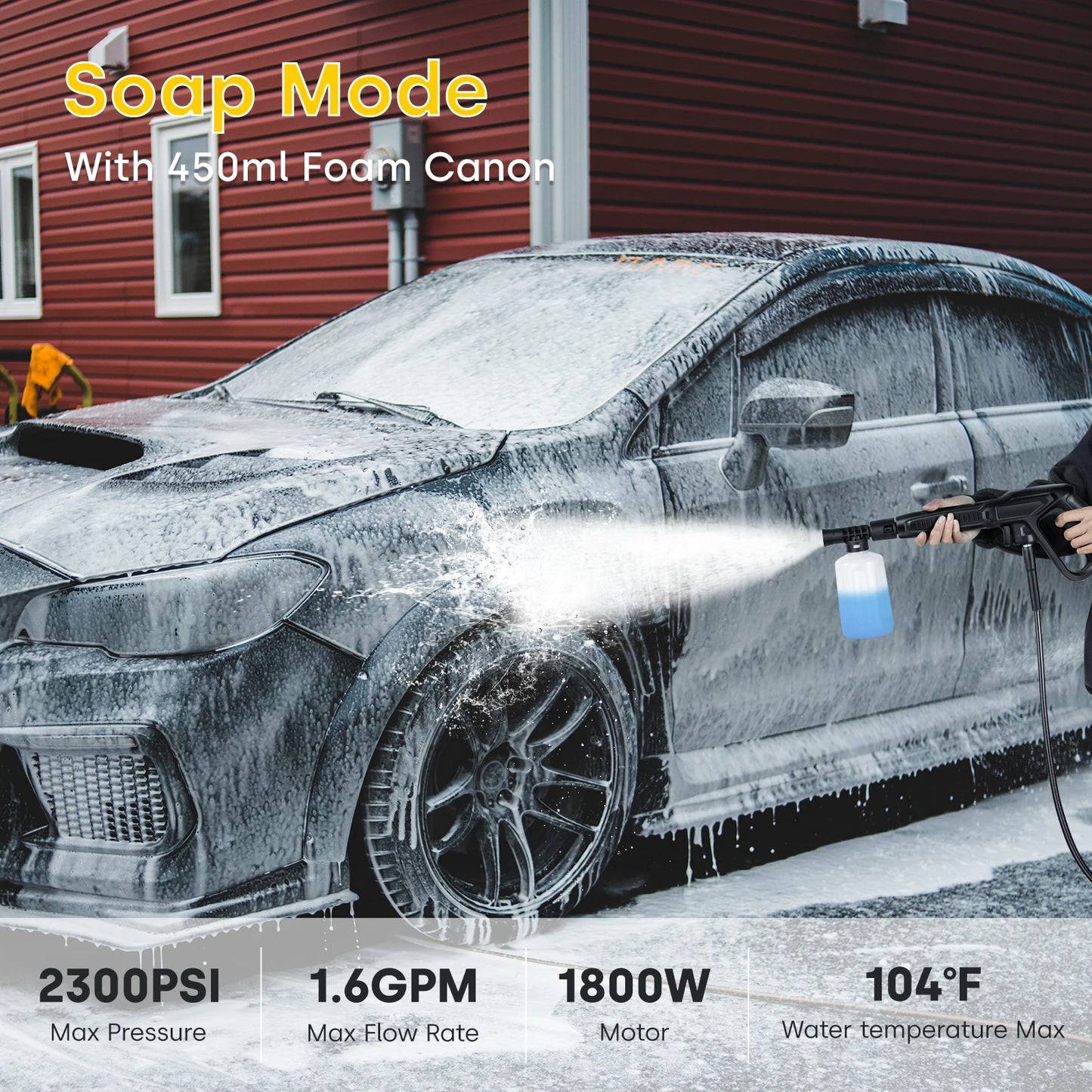 Enventor Electric Pressure Washer, 2300 PSI, Portable High Pressure Cleaner Machine, with 4 Nozzles, Foam Cannon for Cars, Homes by S And B Enterprise