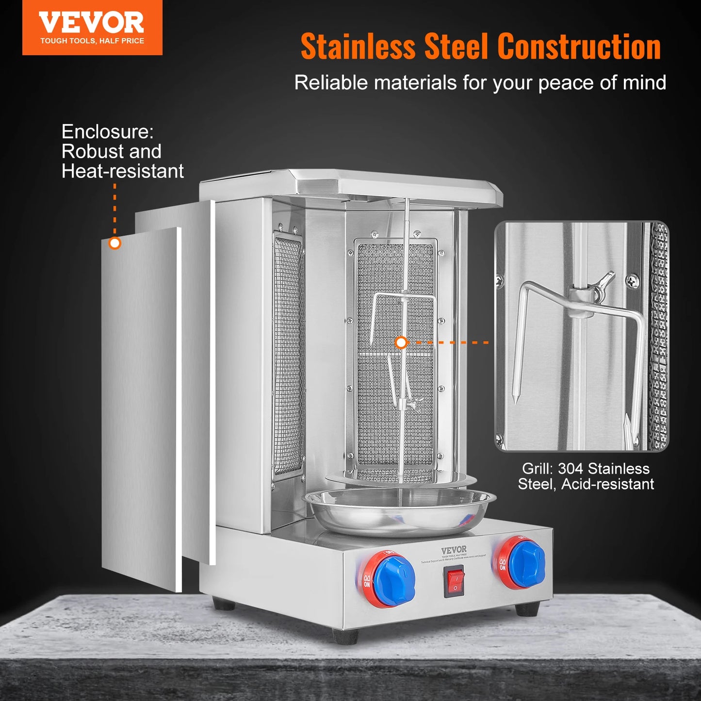 SucceBuy Shawarma Grill Machine Vertical Doner Kebab Rotisserie Oven