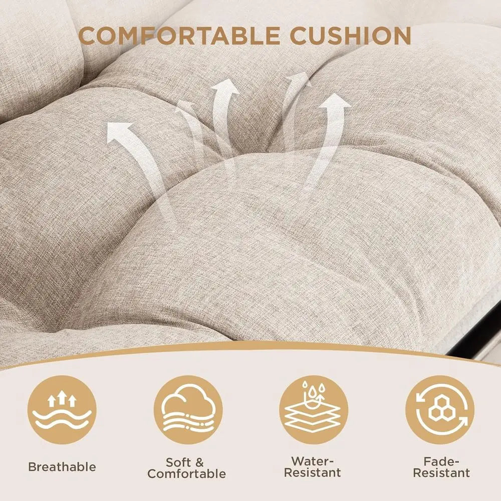 Two-Person Wicker Glider Chair With Cushions For Outdoor Patio Garden