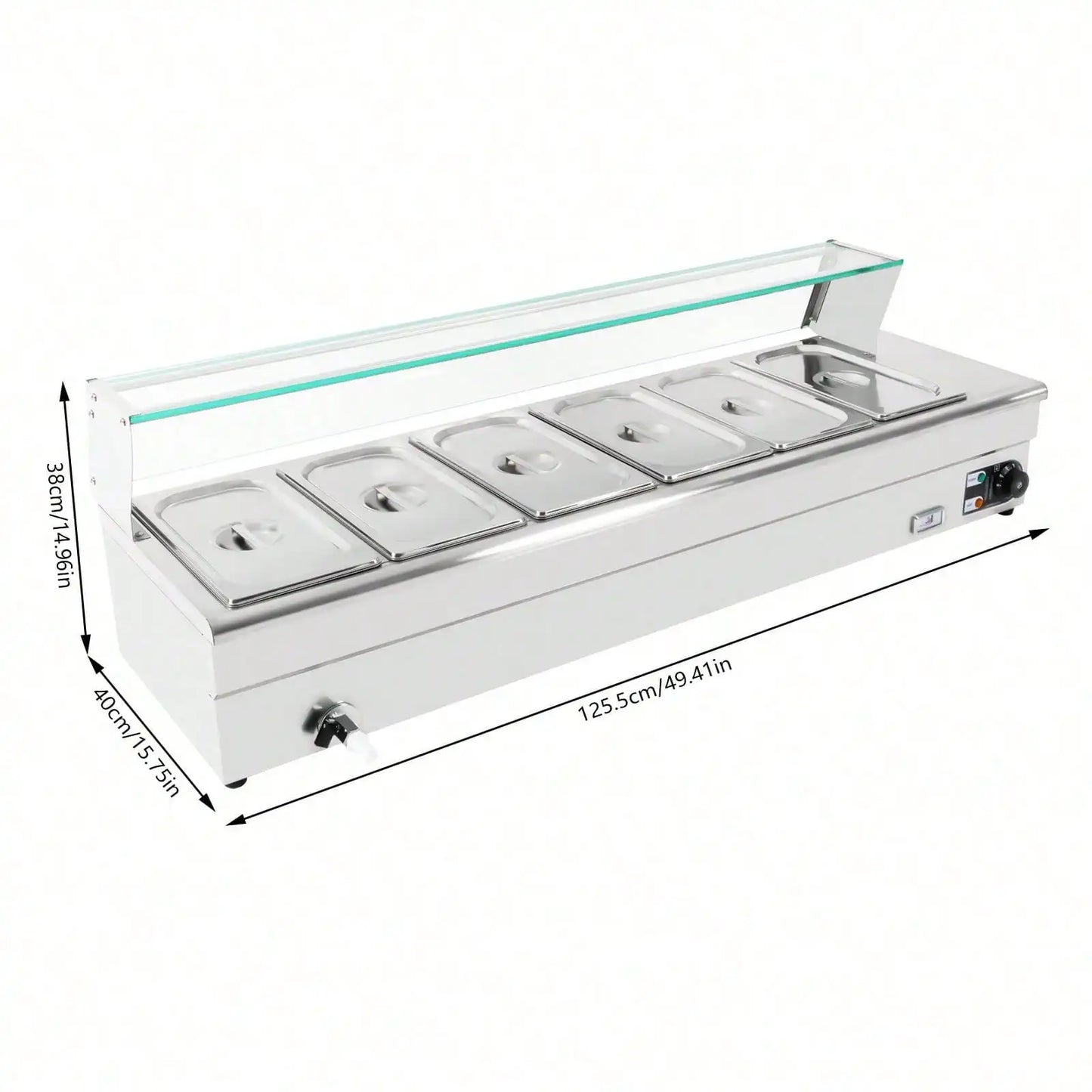Bain Marie Food Warmer 110V Stainless Steel 6 Pan 1200W
