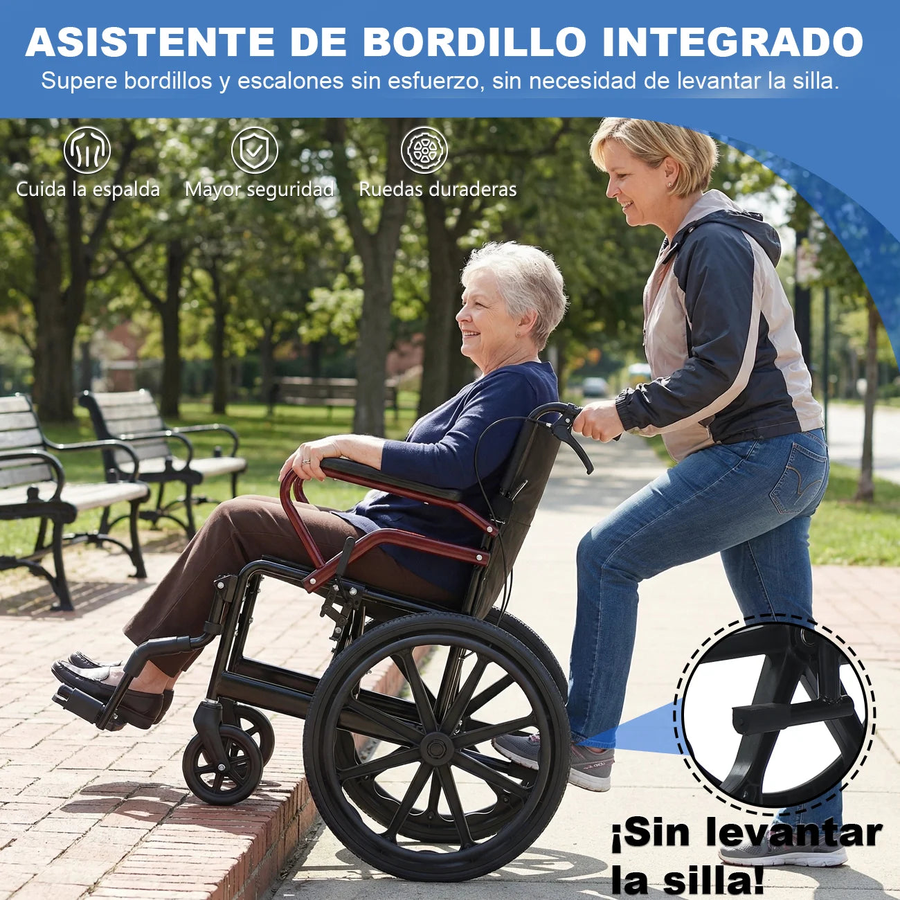 BROOBEY Lightweight Travel Wheelchair Foldable Hand Push