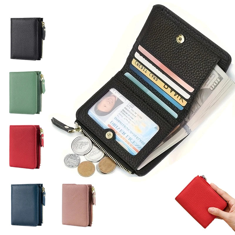 Unisex RFID Zipper Wallet PU Card Holder Slim Coin Purse