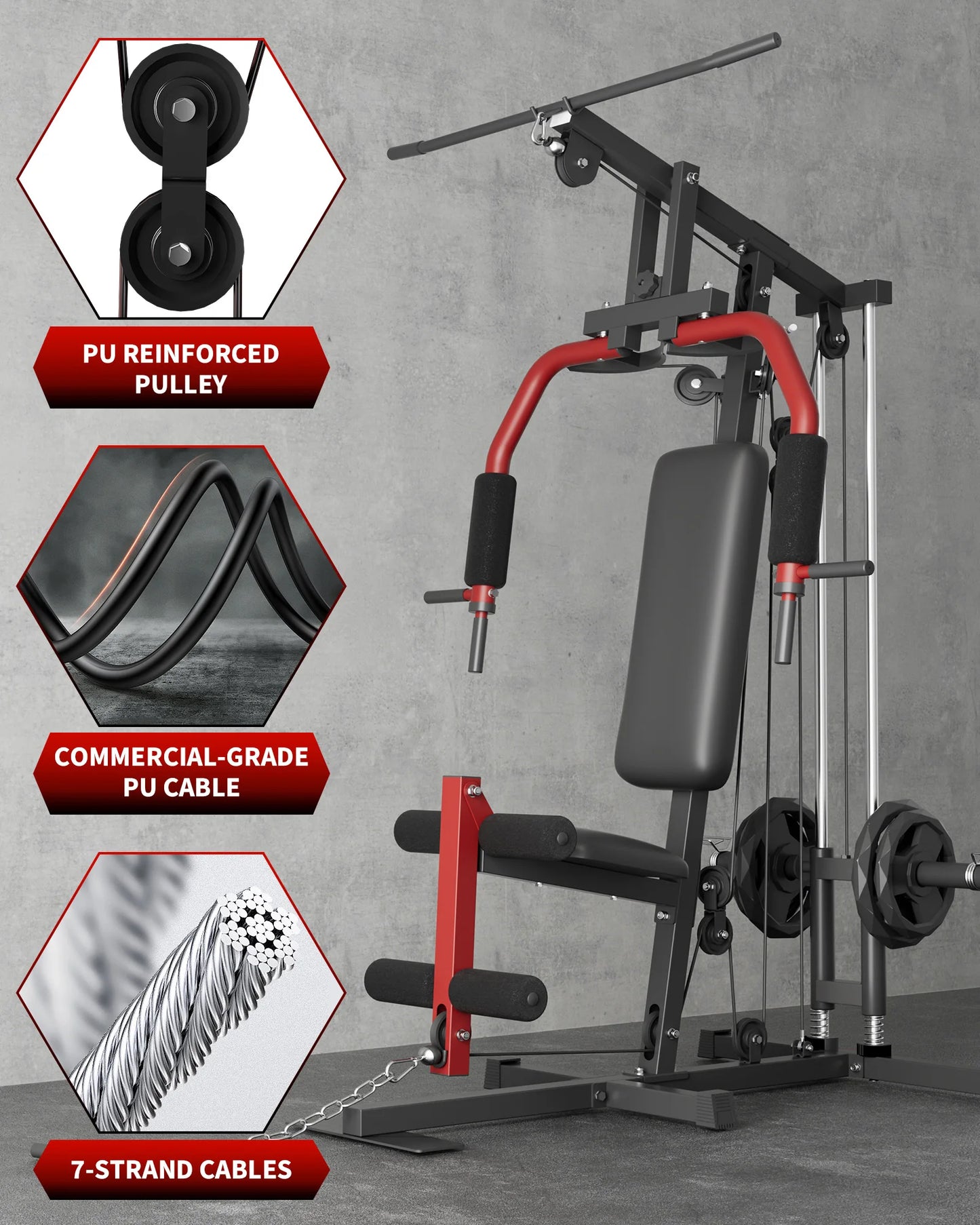 5-In-1 Multifunctional Home Gym Equipment: Full Body Workout Machine with Lat Pulldown, Chest Press, Leg Extension & Seated Row by S And B Enterprise