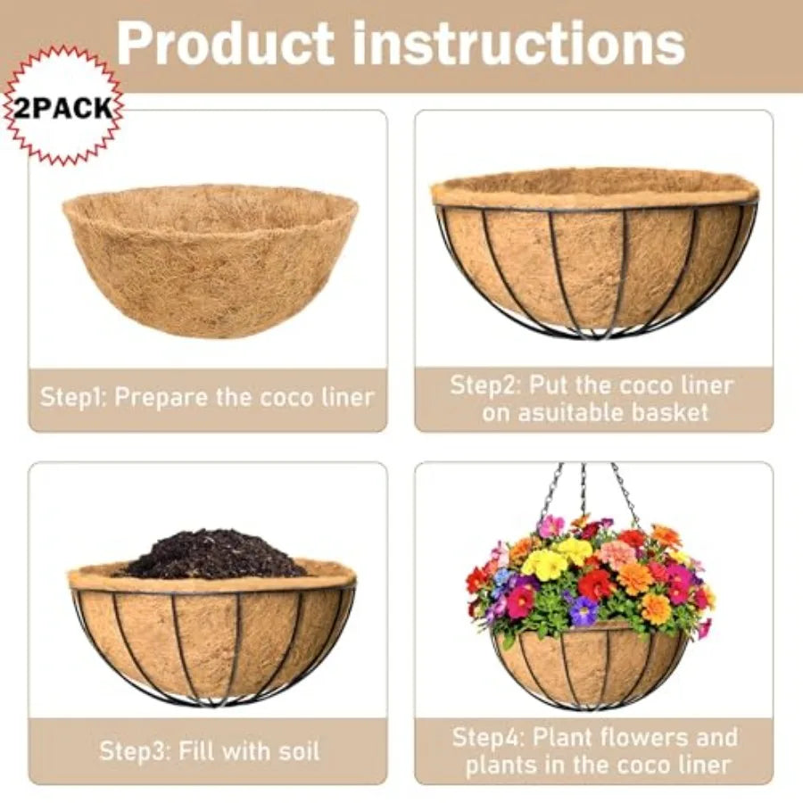2 Pack Hanging Baskets Planter Outdoor Wire Plant Holders
