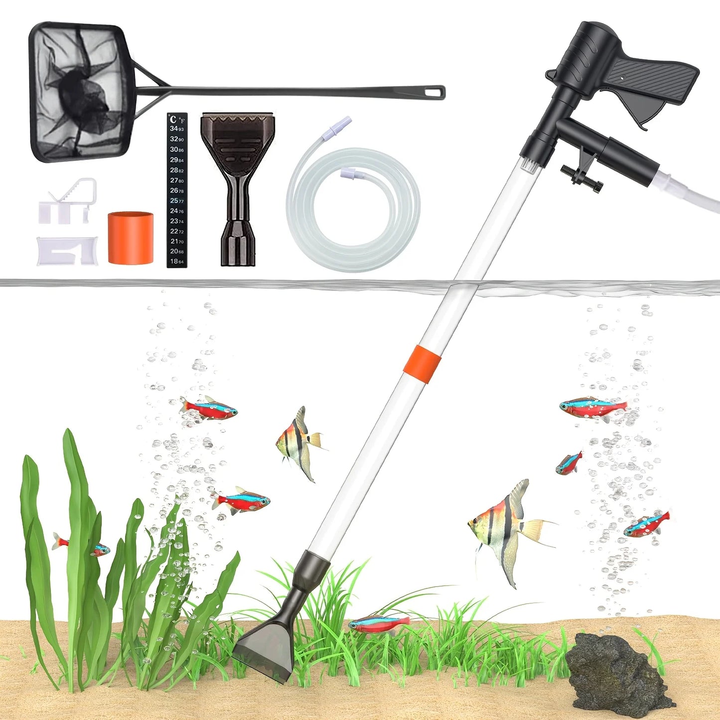 Aquarium Maintenance Tools Kit With Siphon Vacuum And Algae Scraper