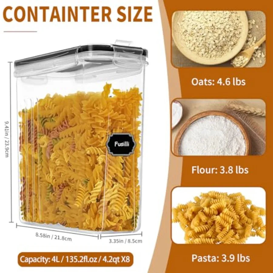 8 Piece Airtight Cereal Storage Containers With Lids For Pantry by S And B Enterprise