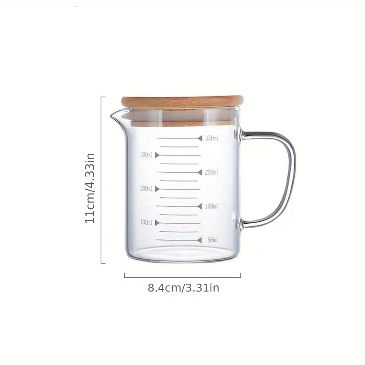 Glass Measuring Cup Jug With Lid And Insulated Handle