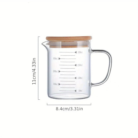 Glass Measuring Cup Jug With Lid And Insulated Handle