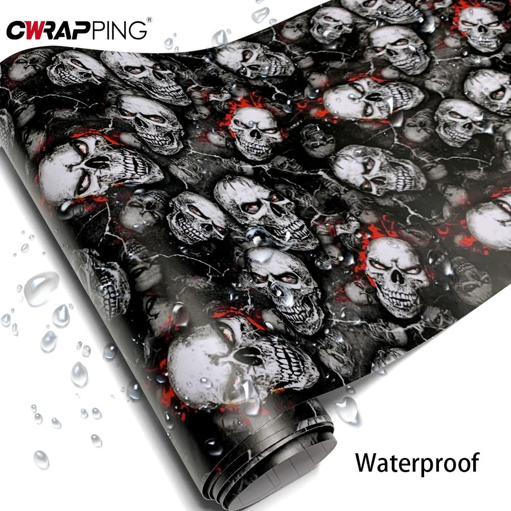 Skull Cartoon Car Sticker Vinyl Wrap For Cars And Motorcycles