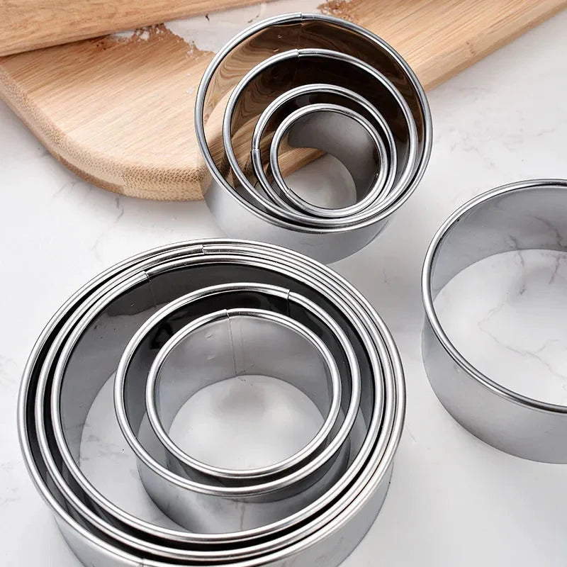 5PCS Round Stainless Steel Biscuit Mold Dumpling Skin Cutting Mold DIY Biscuit Pastry Cake Baking Tools Kitchen Baking Gadget by S And B Enterprise