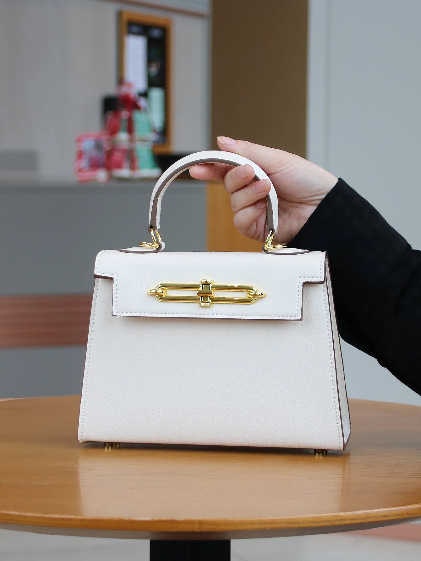Leather Palm Print Ladies Handbag Portable Fashion Tote