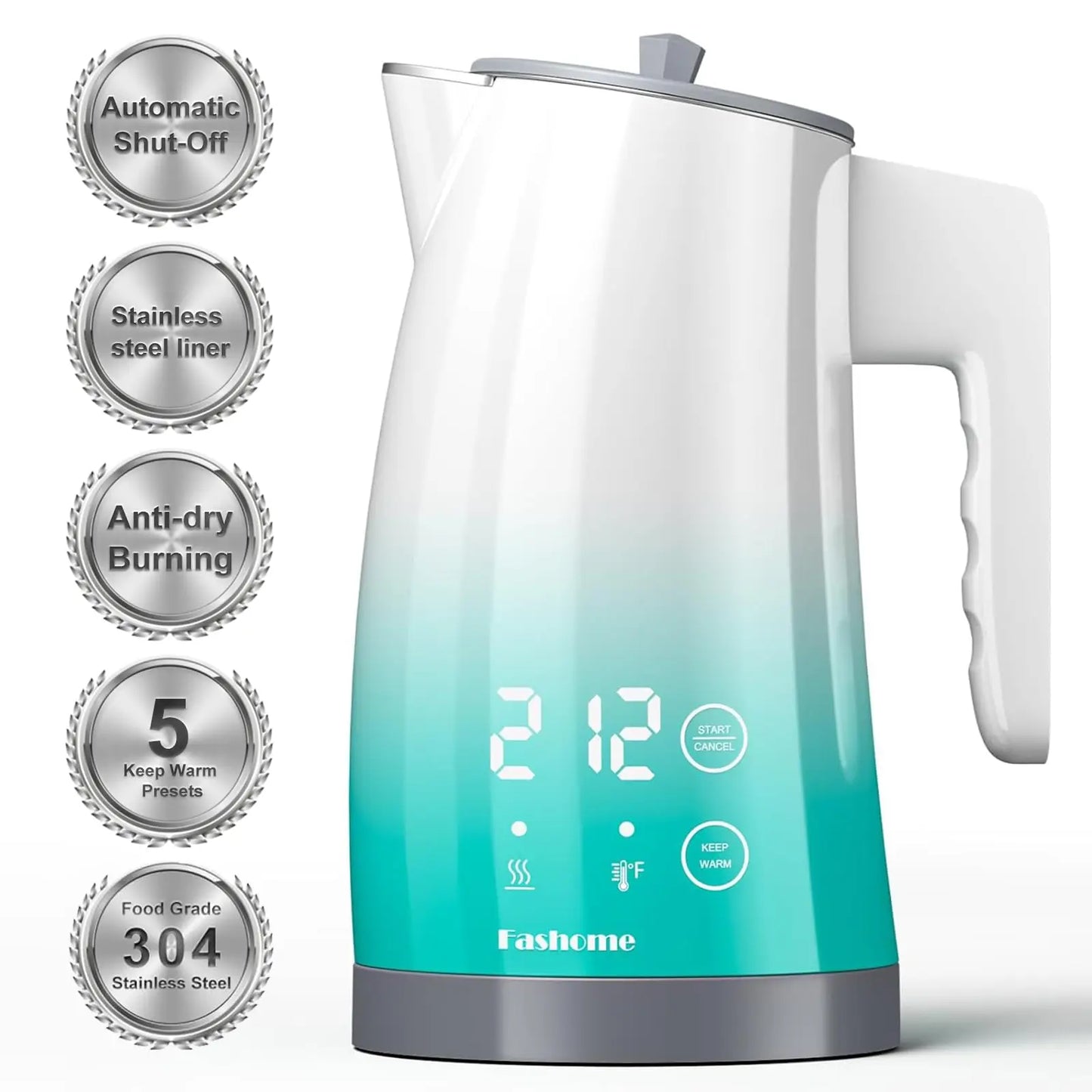 1.25L Electric Kettle Digital LED Display Electric Tea Kettle 2Hour Keep Warm Temperature Control Fast Boiling Hot Water Boiler