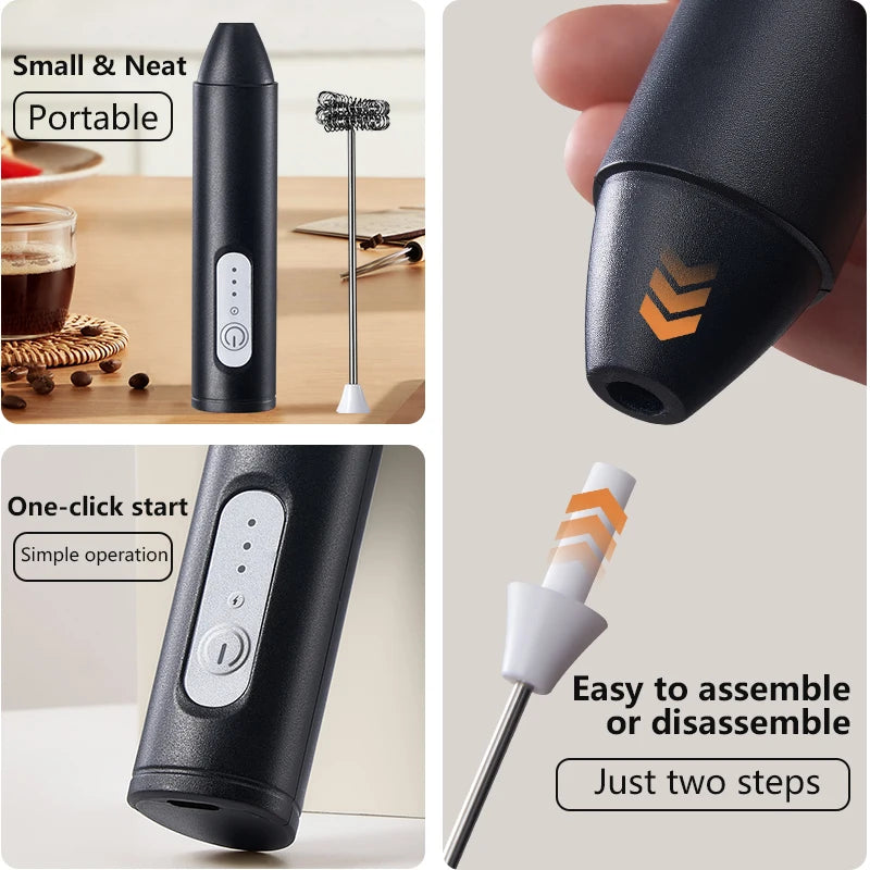Upgraded Electric Coffee Frother And Milk Whisk USB Rechargeable by S And B Enterprise
