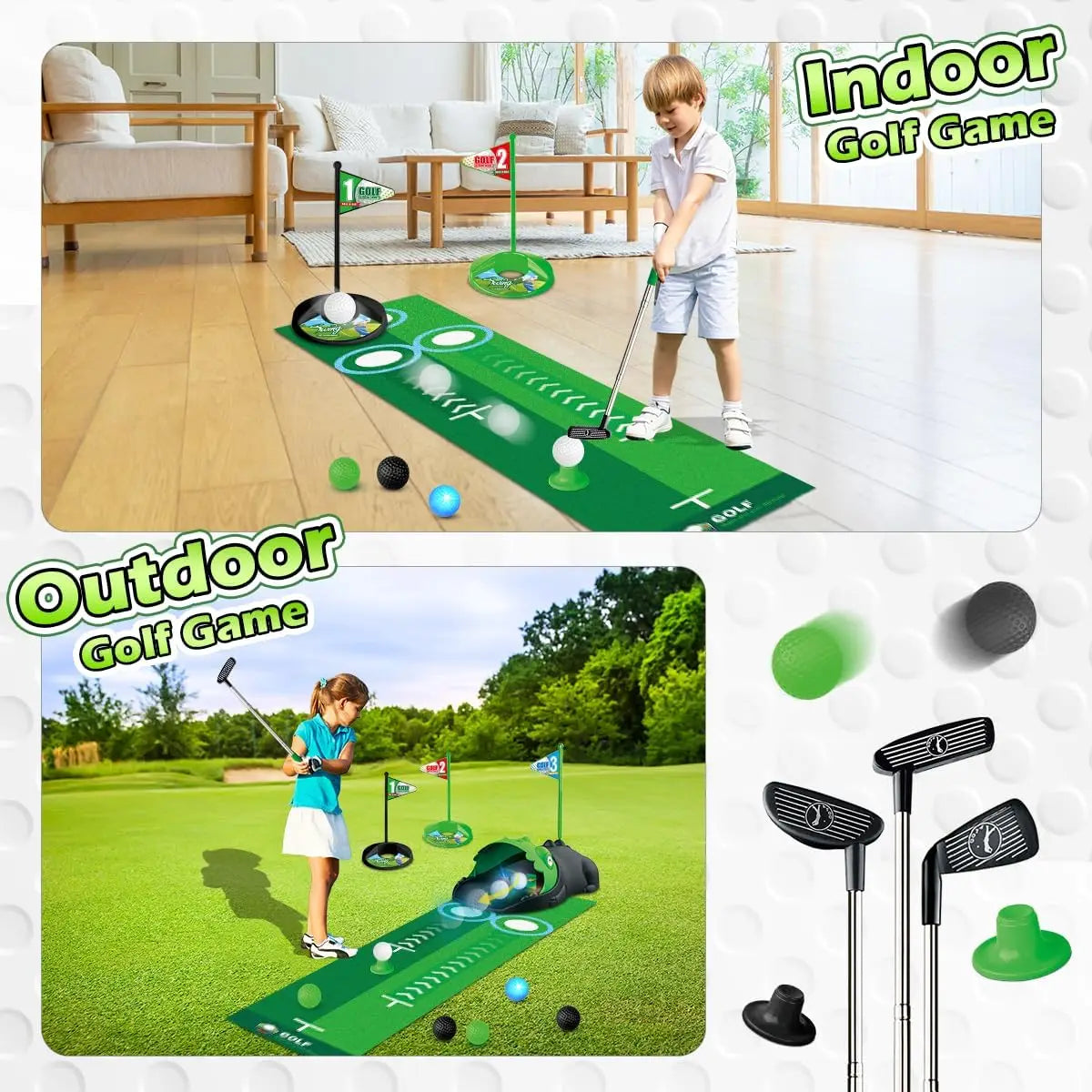 VATOS Kids Toy Golf Set Auto Return Night Light Balls