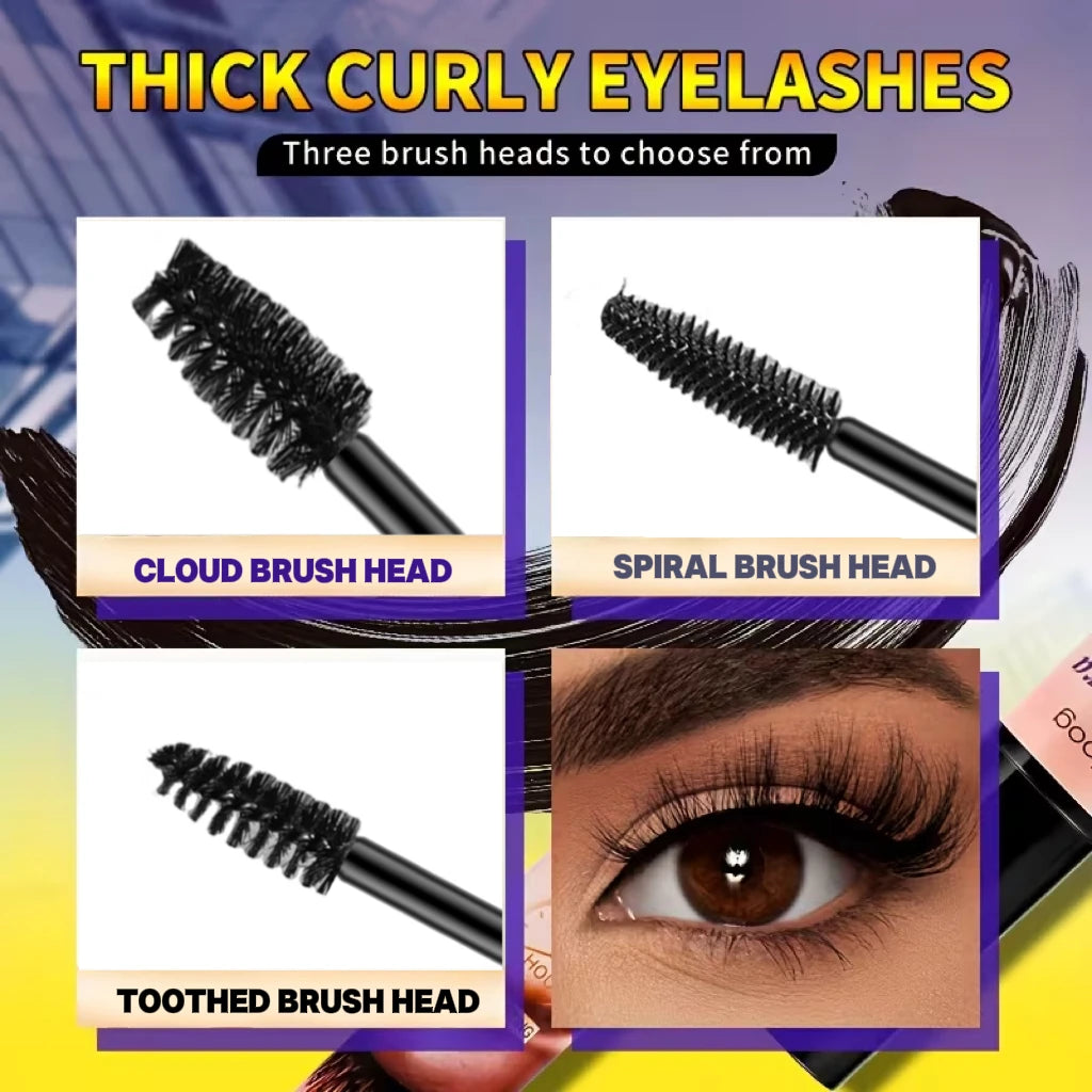 Volumizing Mascara Set With Three Brush Heads Waterproof Long Lasting