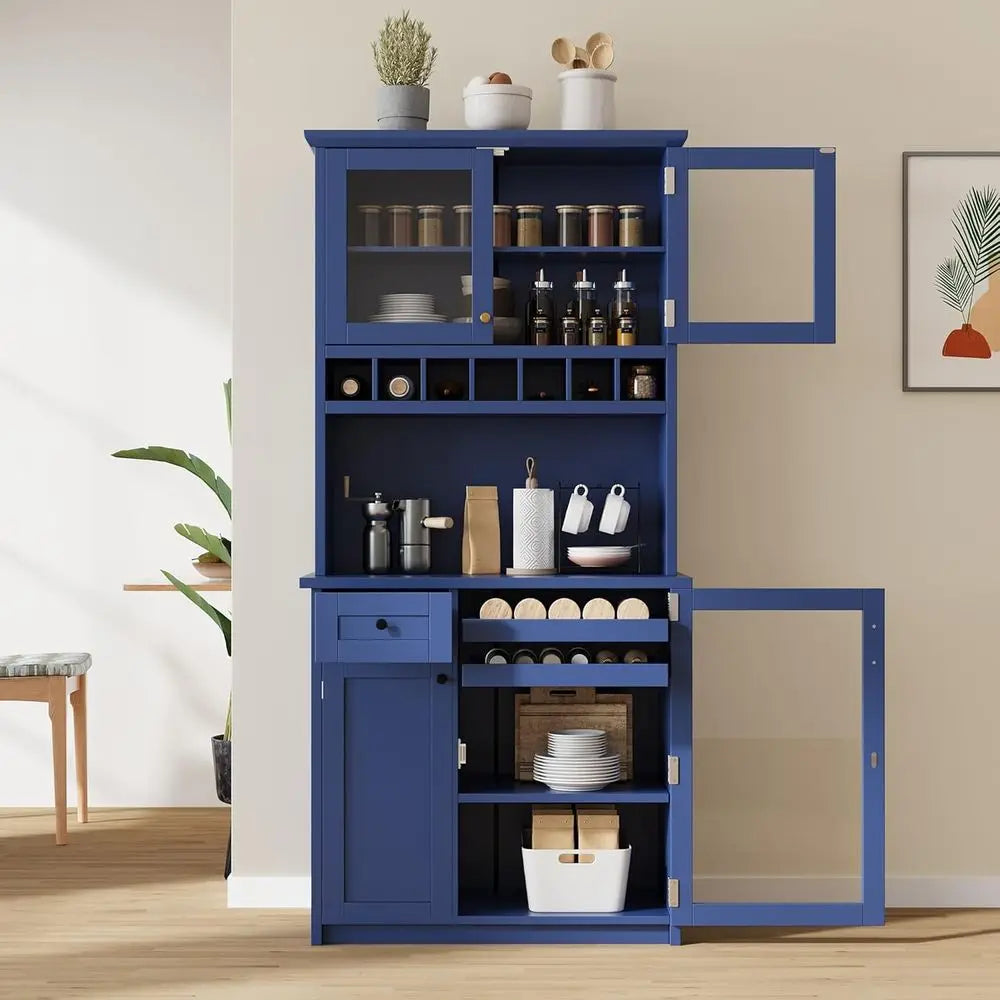 Kitchen Pantry Cabinet With Hutch And Wine Rack by S And B Enterprise