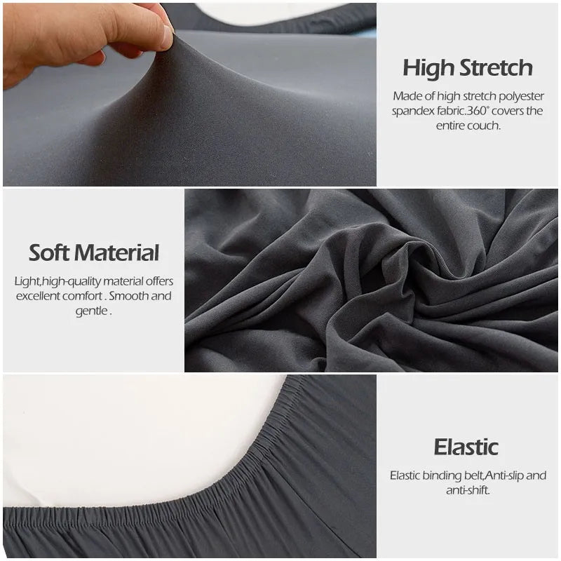 Waterproof sofa cushion covers by S And B Enterprise; dark grey, high-stretch, soft non-slip fabric.
