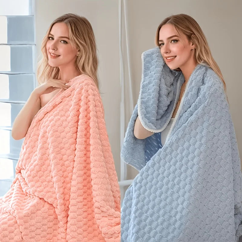 S And B Enterprise 5-piece waffle-weave bath towel set; ultra-soft quick-dry microfiber in pink and blue
