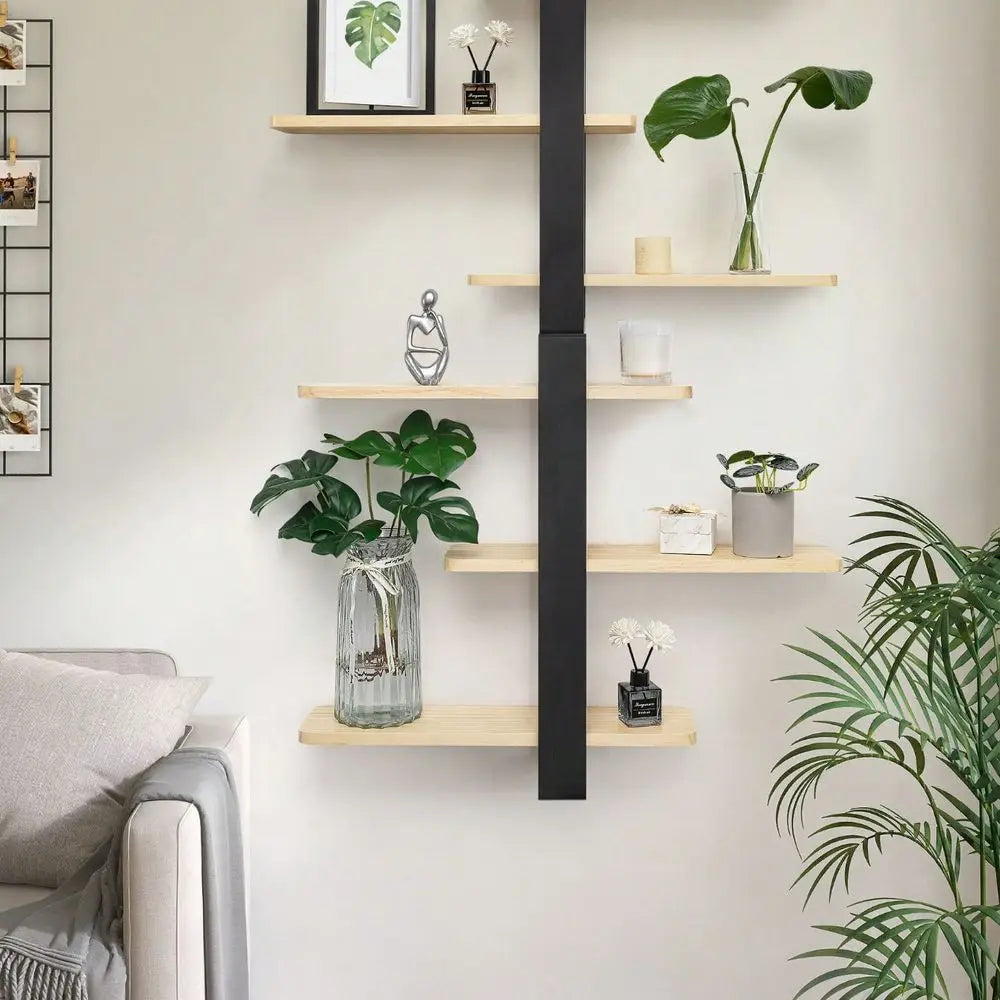 Einzigar Modern Pine Wood Wall Mounted Floating Shelves by S And B Enterprise
