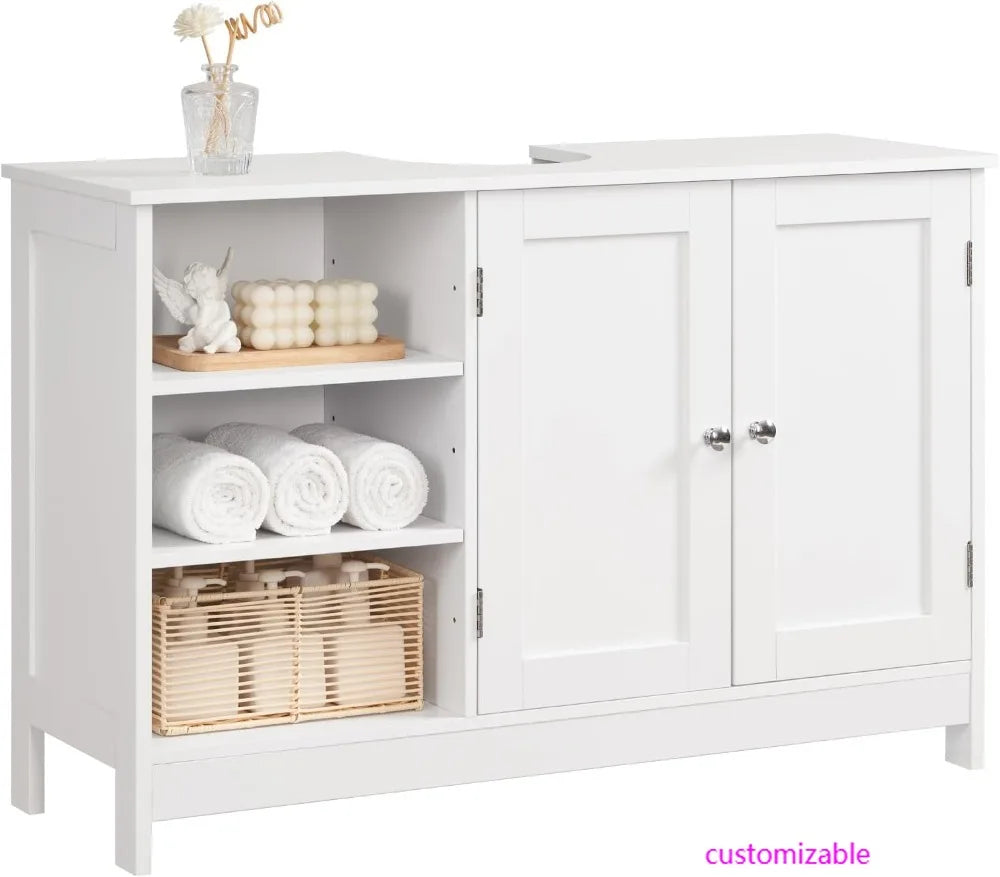 Under Sink Storage Cabinet With 2 Doors And Adjustable Shelves