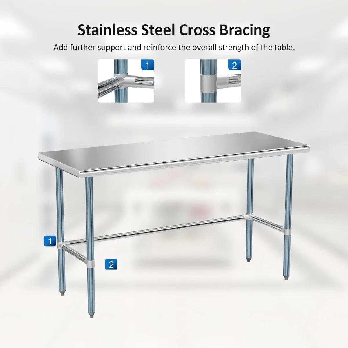 Stainless Steel Open Base Prep And Work Table For Restaurant by S And B Enterprise
