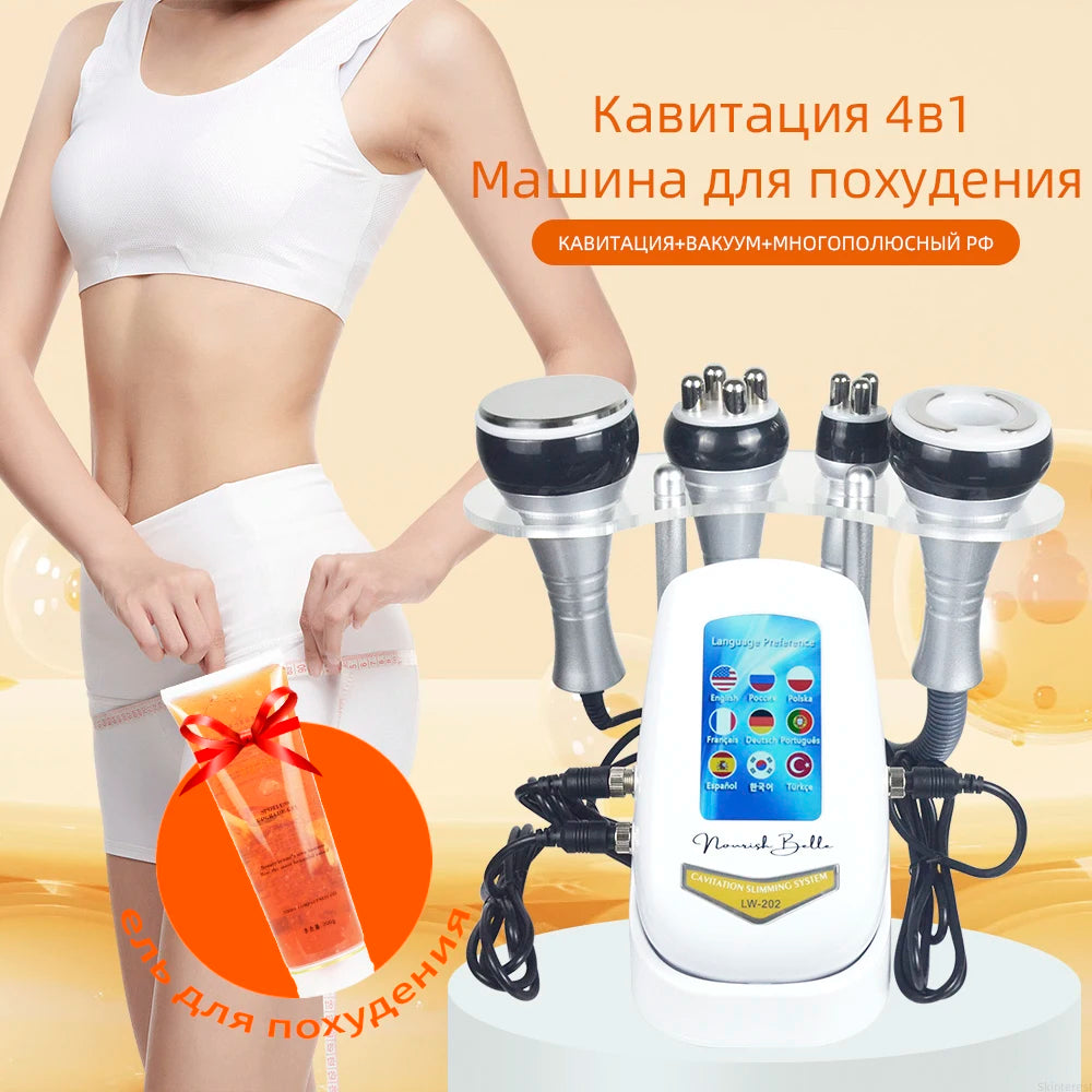 4 in 1 Cavitation Ultrasonic Body Slimming Machine by S And B Enterprise with vacuum suction and facial massager handpieces