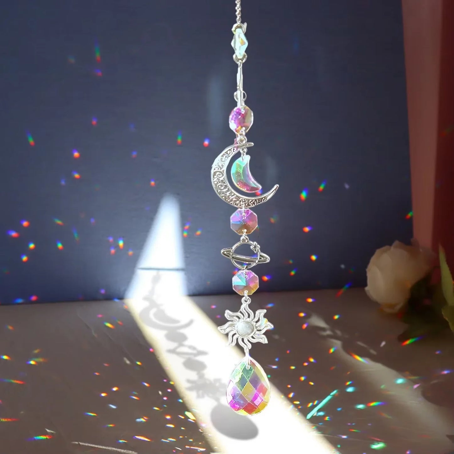 Crystal Wind Chime Rainbow Maker Sun Catcher Dream Catcher Pendant Home Garden Decor Wind Chime, Holiday, Festival, Home Decor, by S And B Enterprise