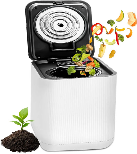 Electric Kitchen Composter With One-Button Operation Odorless Waste Bin