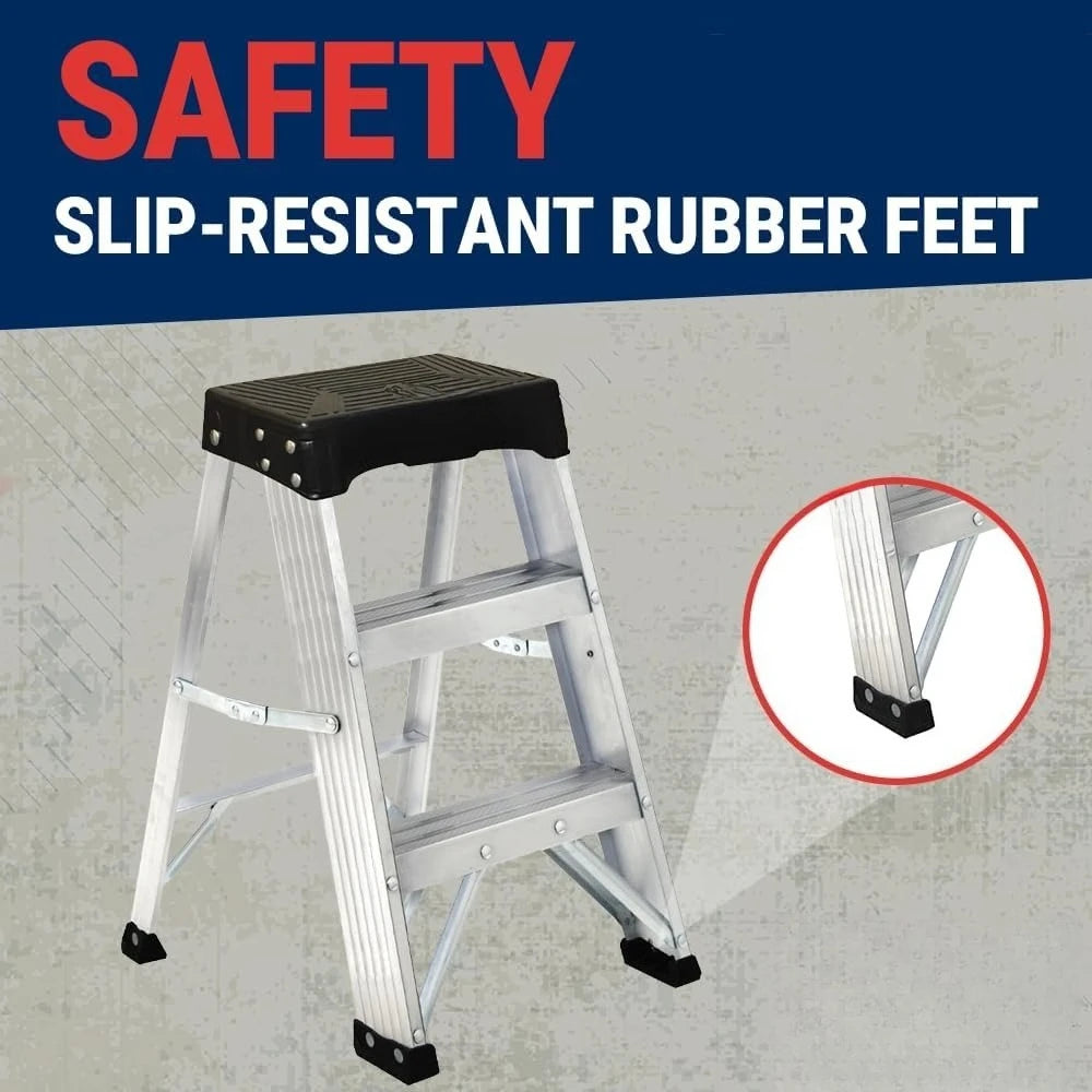 2-Foot Aluminum Step Stool by S And B Enterprise, Type IA, 300 lb capacity, slip-resistant rubber feet