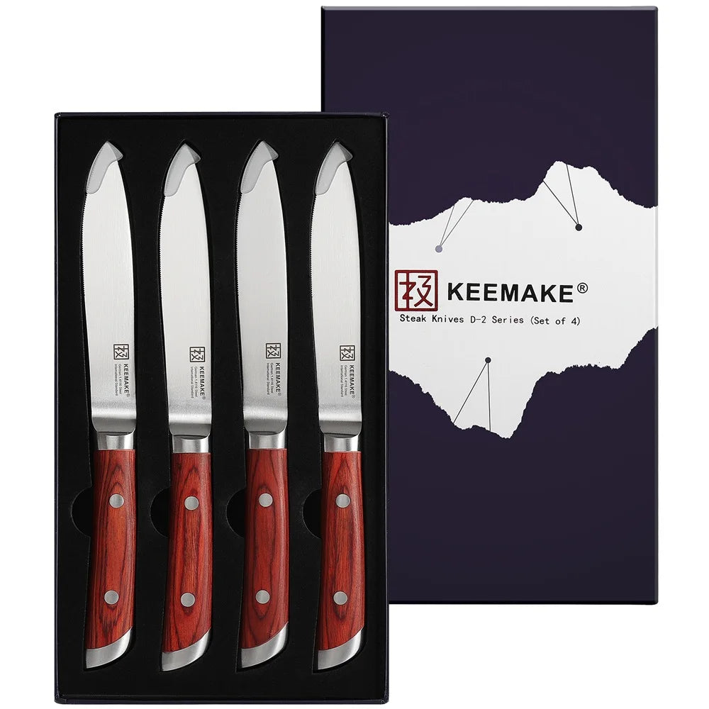 Keemake 4 Piece Stainless Steel Steak Knife Set Ultra Sharp by S And B Enterprise