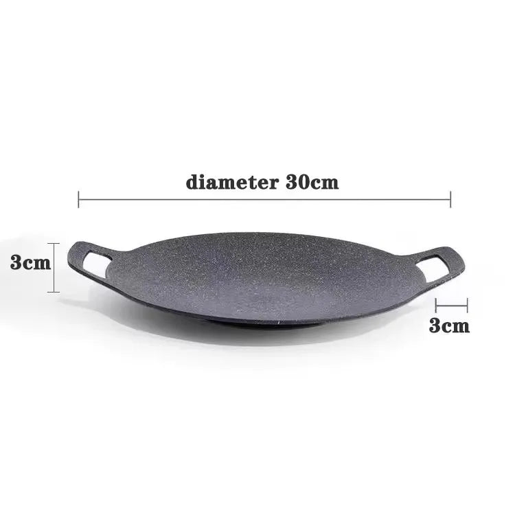 Grill pan dual-handled, non-stick oval pan, 30cm diameter, 3cm deep