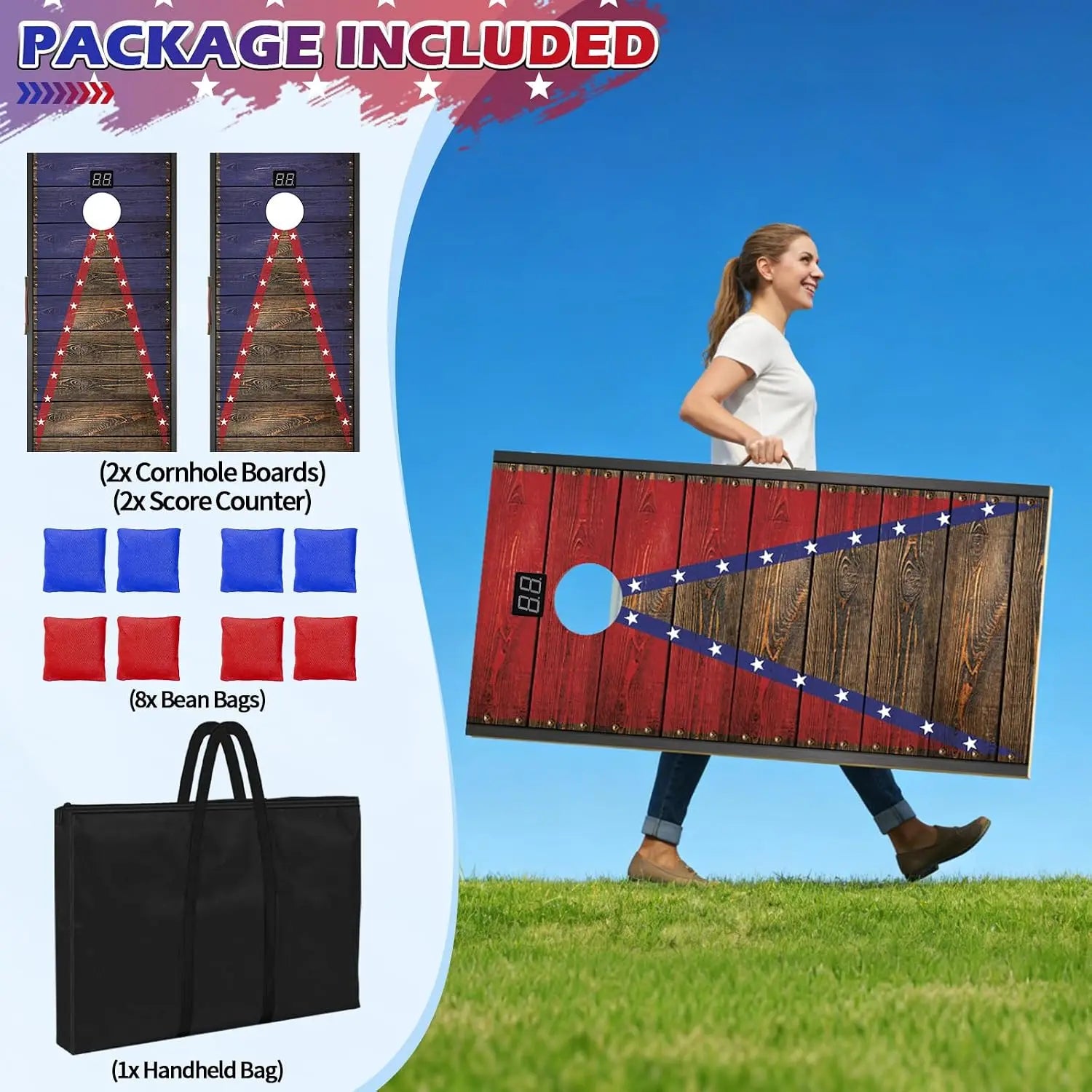 Electronic Cornhole Board Set With Automatic Scoring Wooden Portable by S And B Enterprise