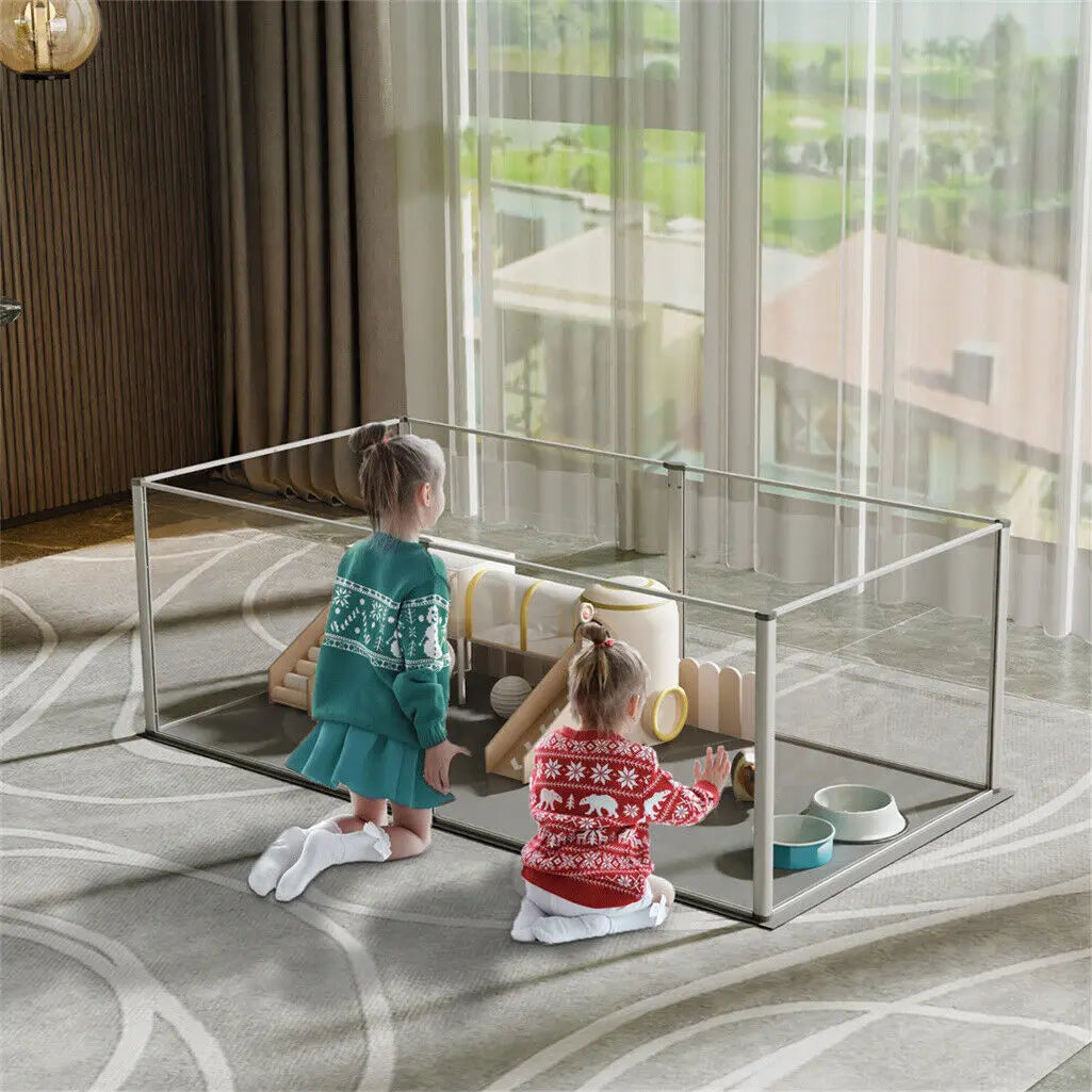 Clear acrylic pet playpen by S And B Enterprise with waterproof floor pad for small pets