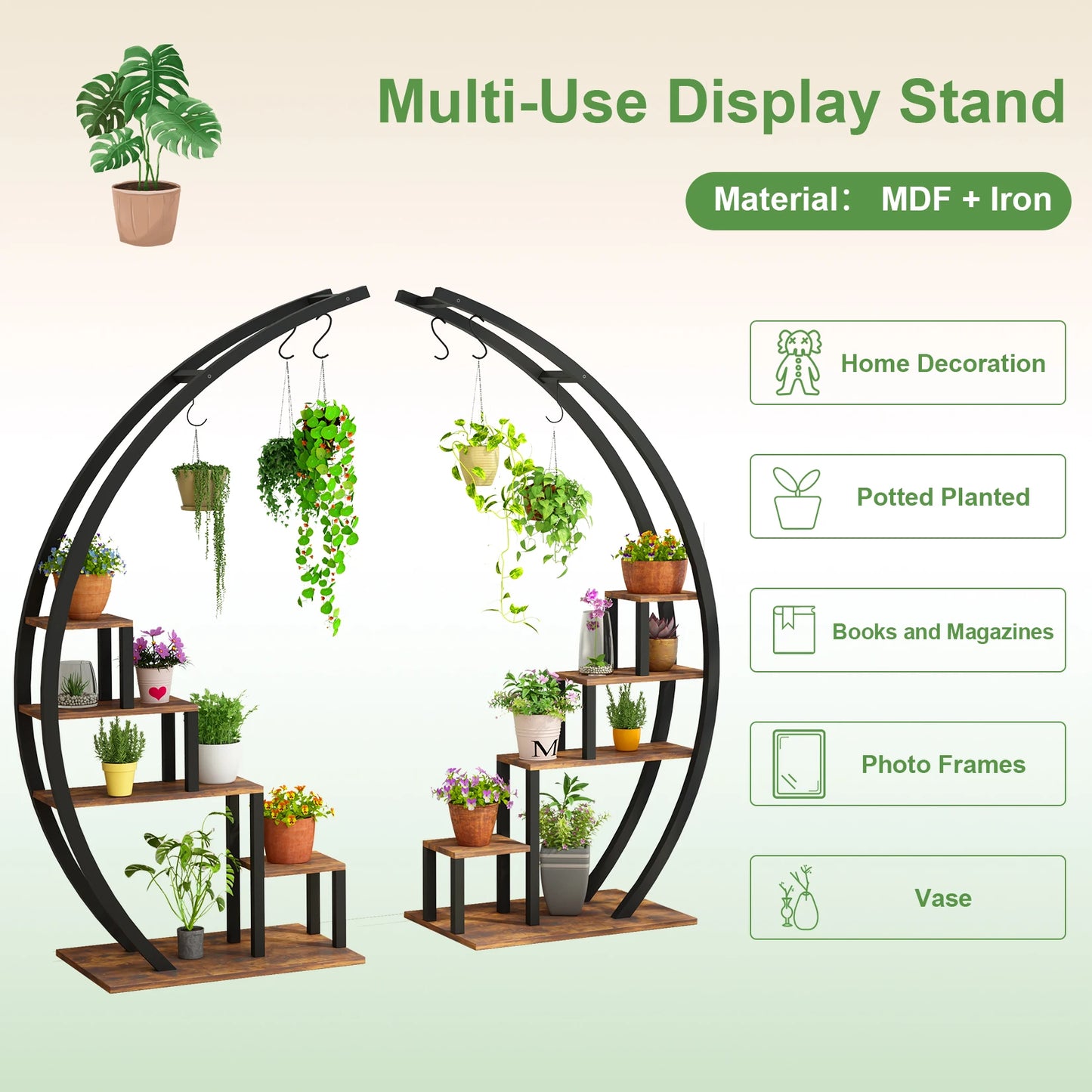 TWISTER.CK 5 Tier Indoor Metal Plant Stand Garden Shelf