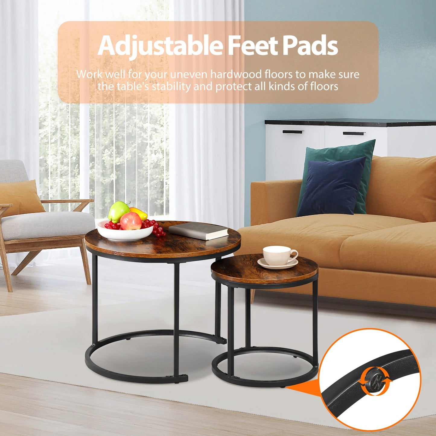Nesting Coffee Tables 2 With Wooden Tops And Metal Frames by S And B Enterprise