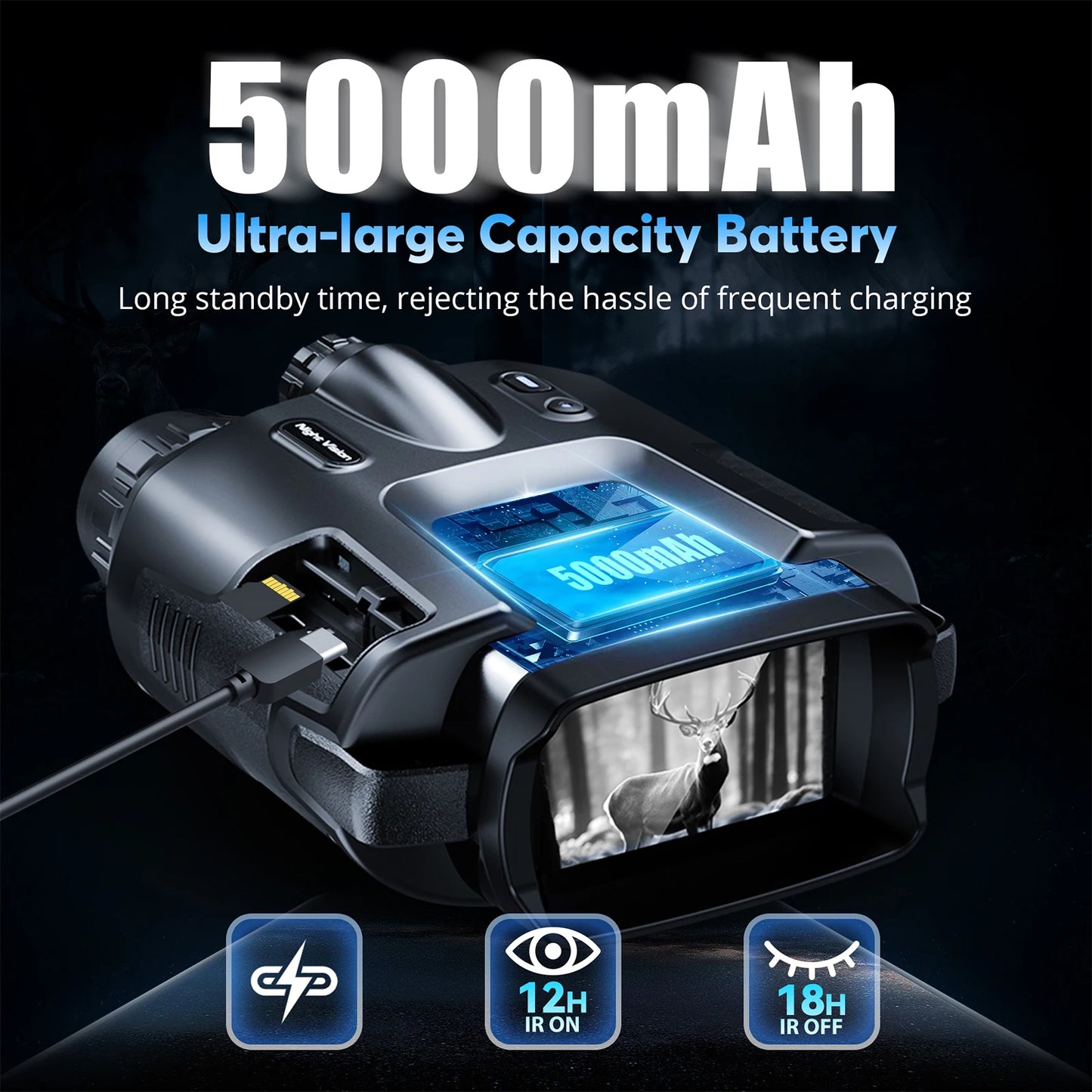 USB Rechargeable 4K Night Vision Binoculars Infrared