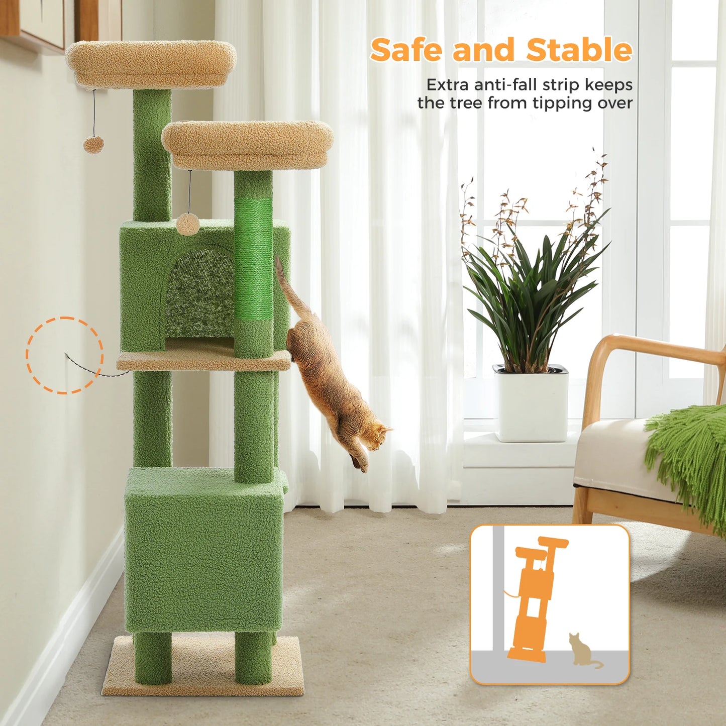 PAWZ Road Cactus Cat Tree Indoor Cat Tower Scratching Posts