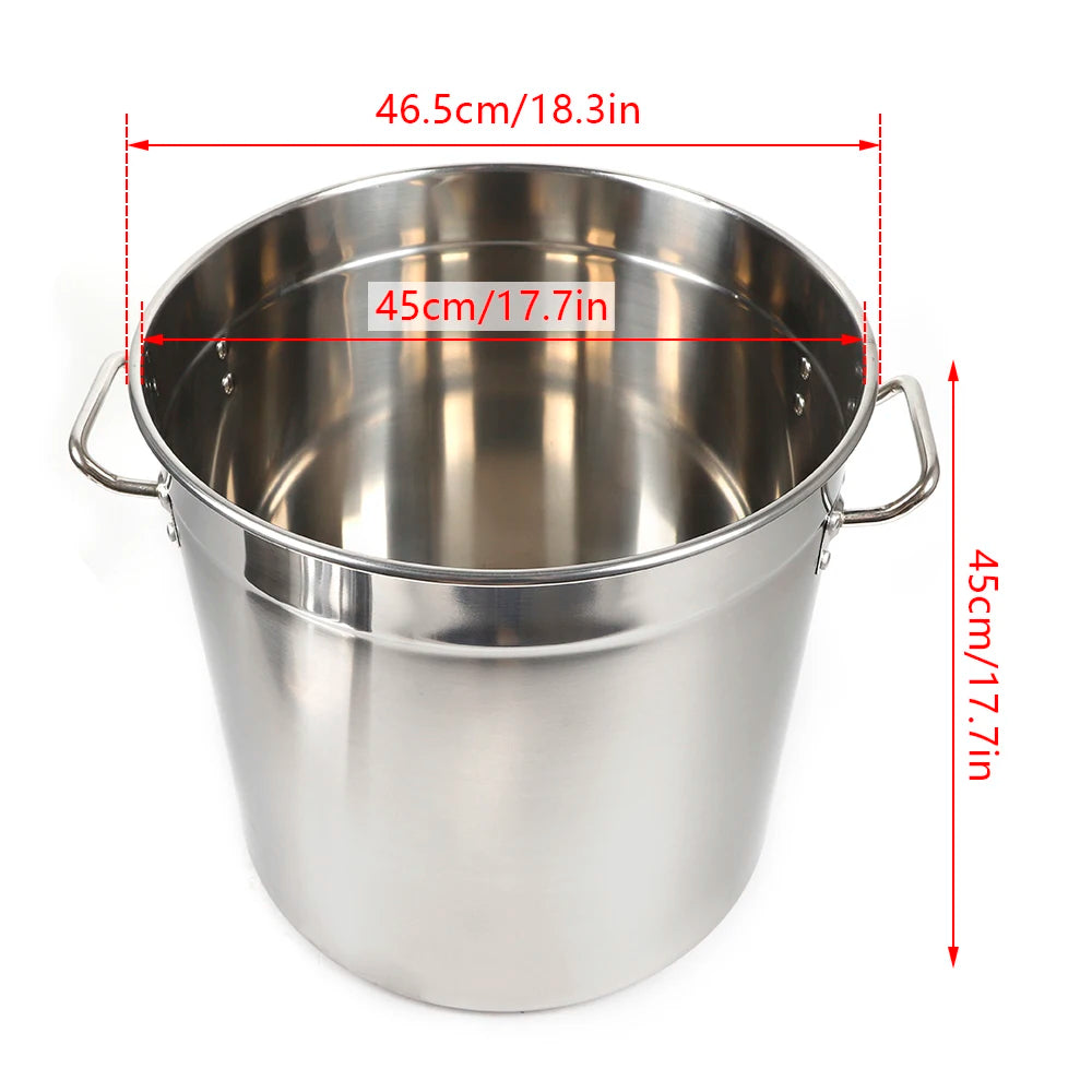 Stainless steel stock pot by S And B Enterprise with side handles, 35/50/70L capacity
