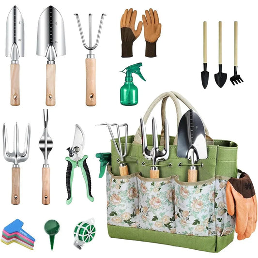 Heavy Duty Ergonomic Gardening Tool Set With Stainless Steel Blades
