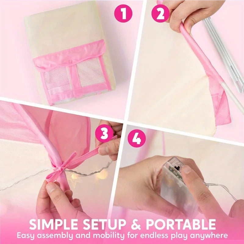 Joyfy Princess Tent With LED Star Lights For Kids Play by S And B Enterprise