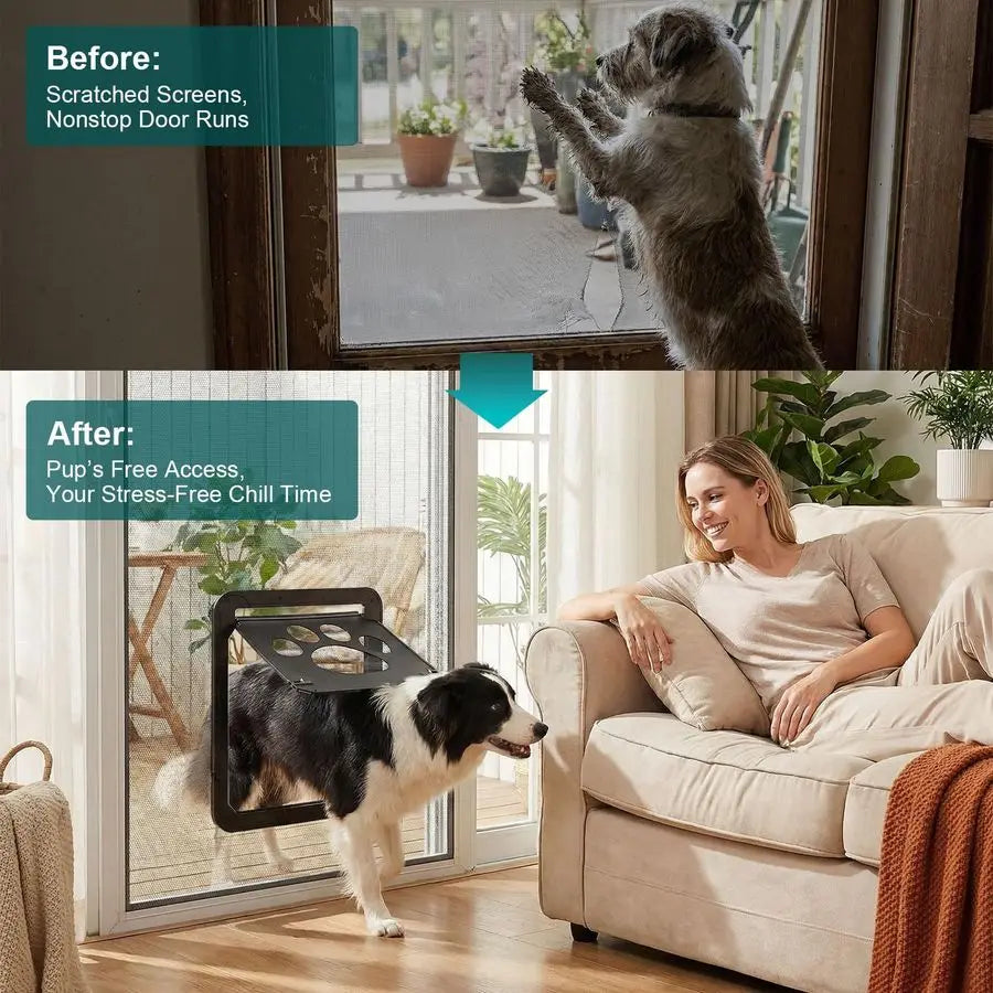Magnetic Self Closing Dog Screen Door With Locking Function
