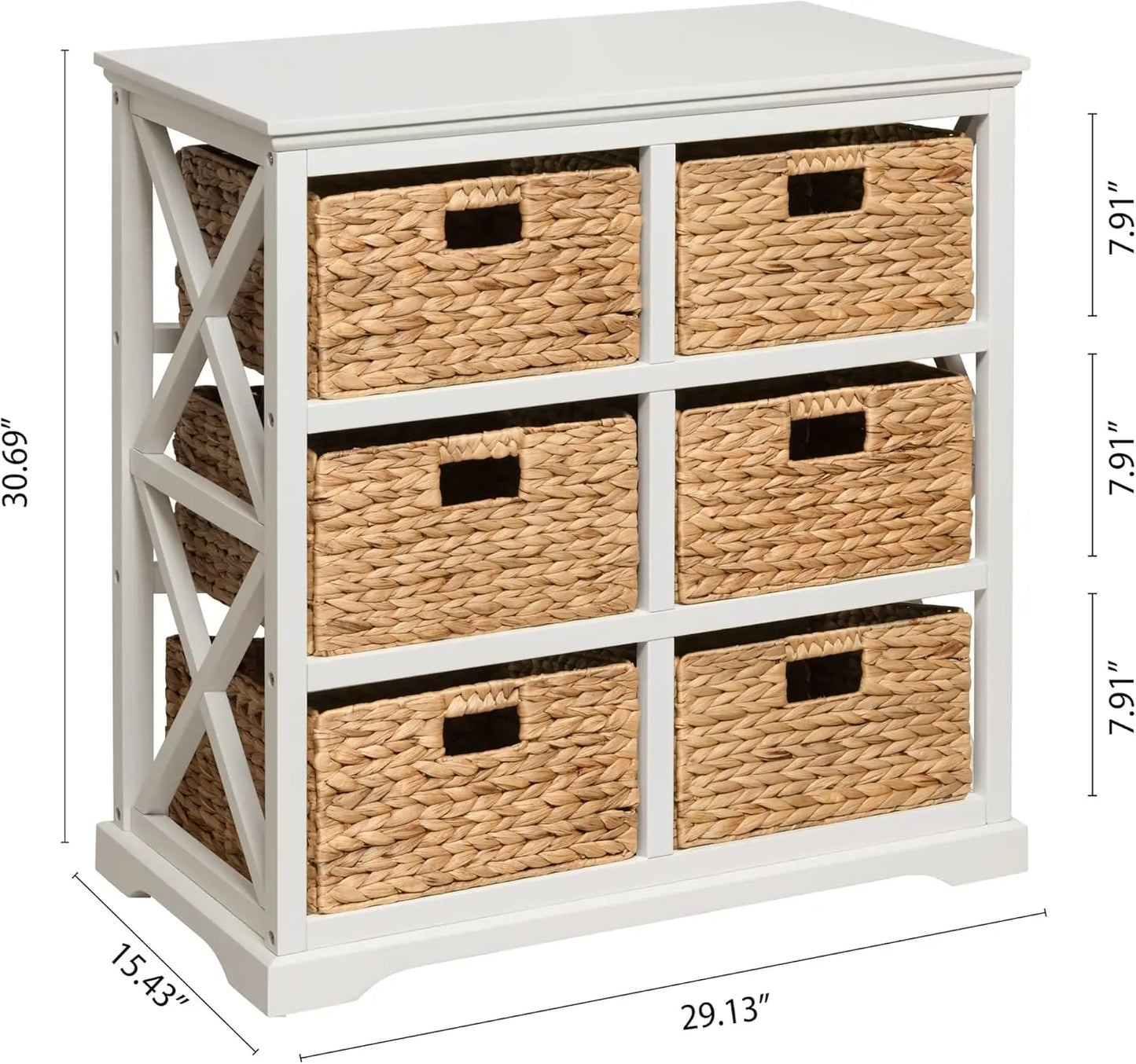 XMSJ Hampton Meadows 3-Tier X-Side End Storage Cabinet With Baskets