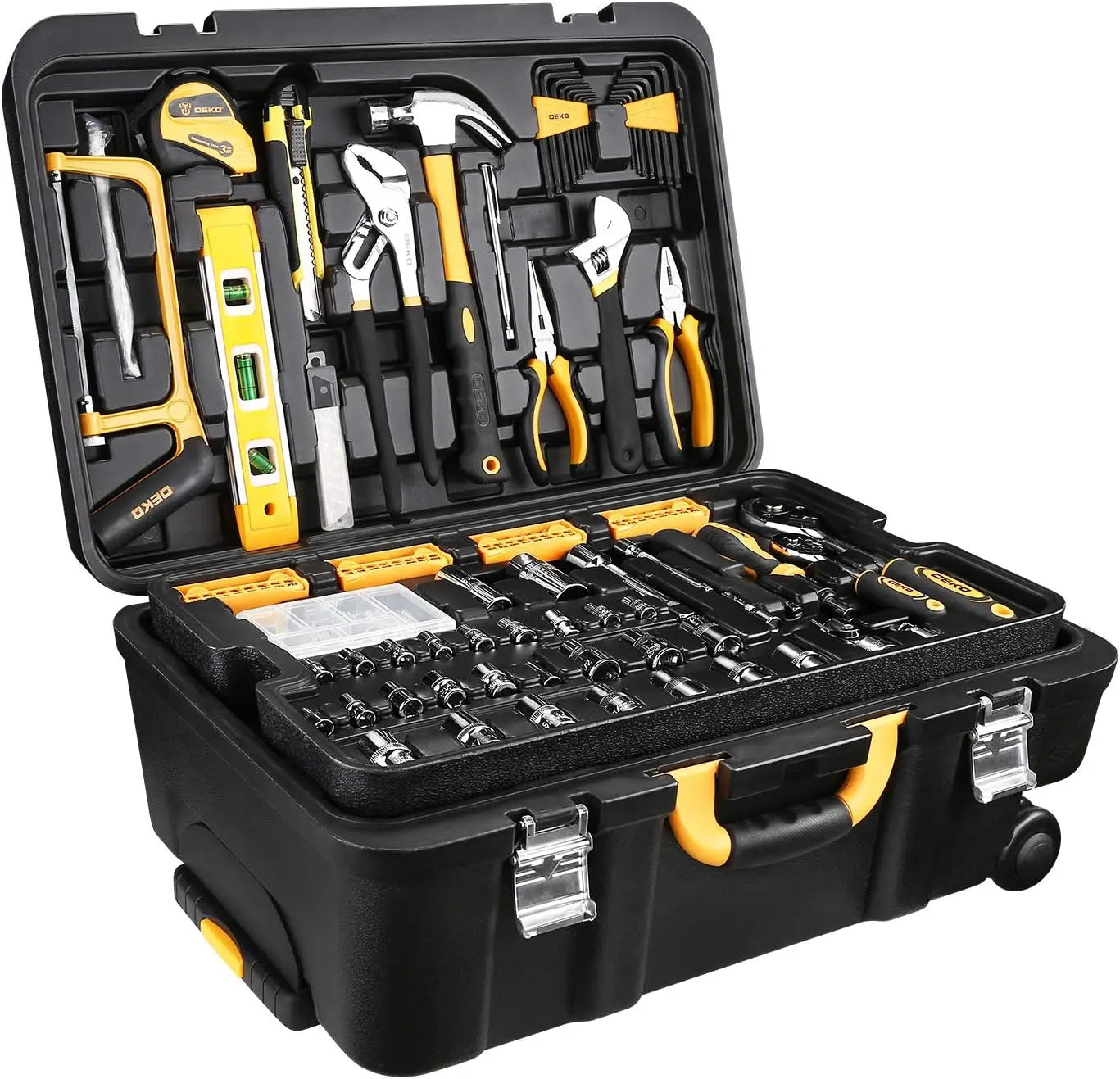DEKO 258 Tool Kit With Rolling Toolbox Socket Wrench Set