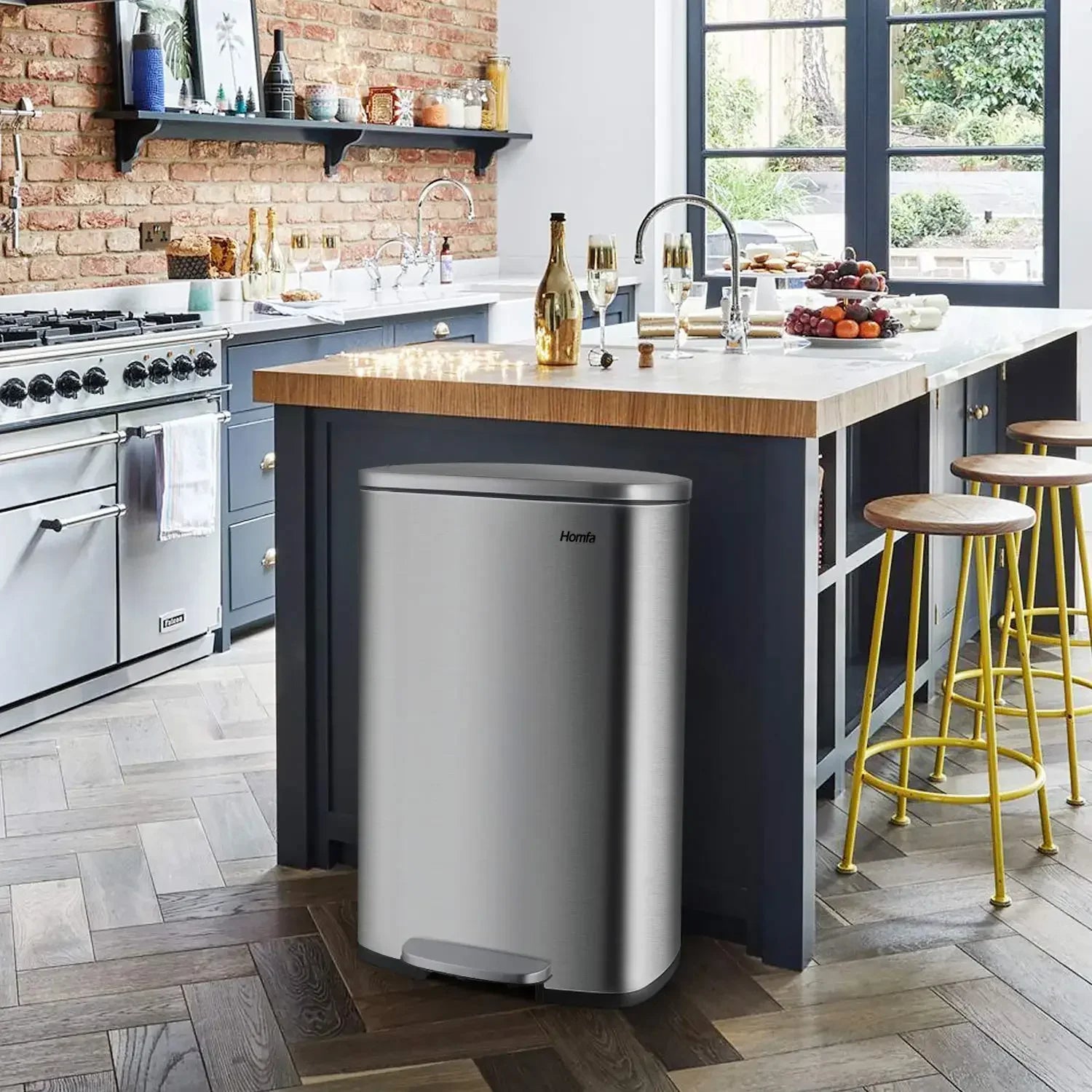 Stainless Steel Kitchen Step Trash Can With Foot Pedal by S And B Enterprise