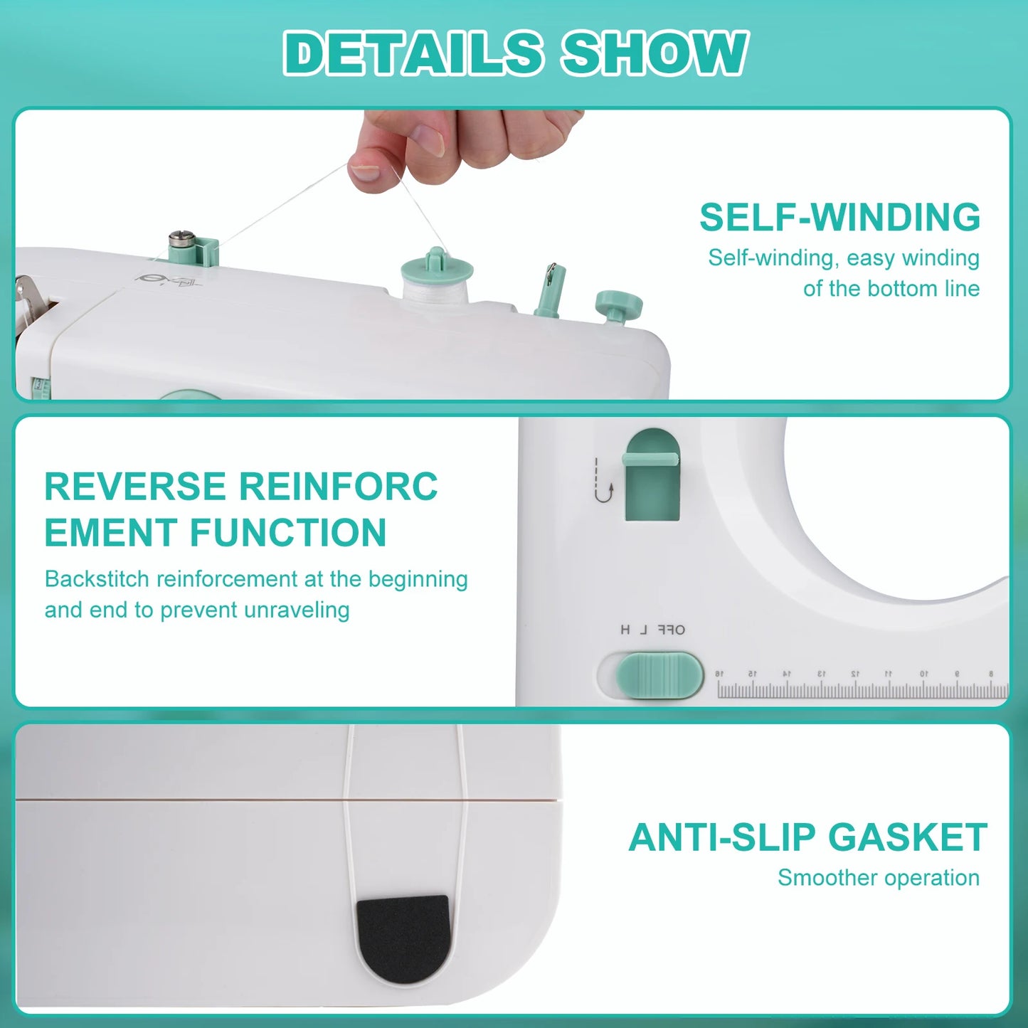 LetCartMaker 12 Stitches Mini Sewing Machine Multifunctional With Foot Pedal