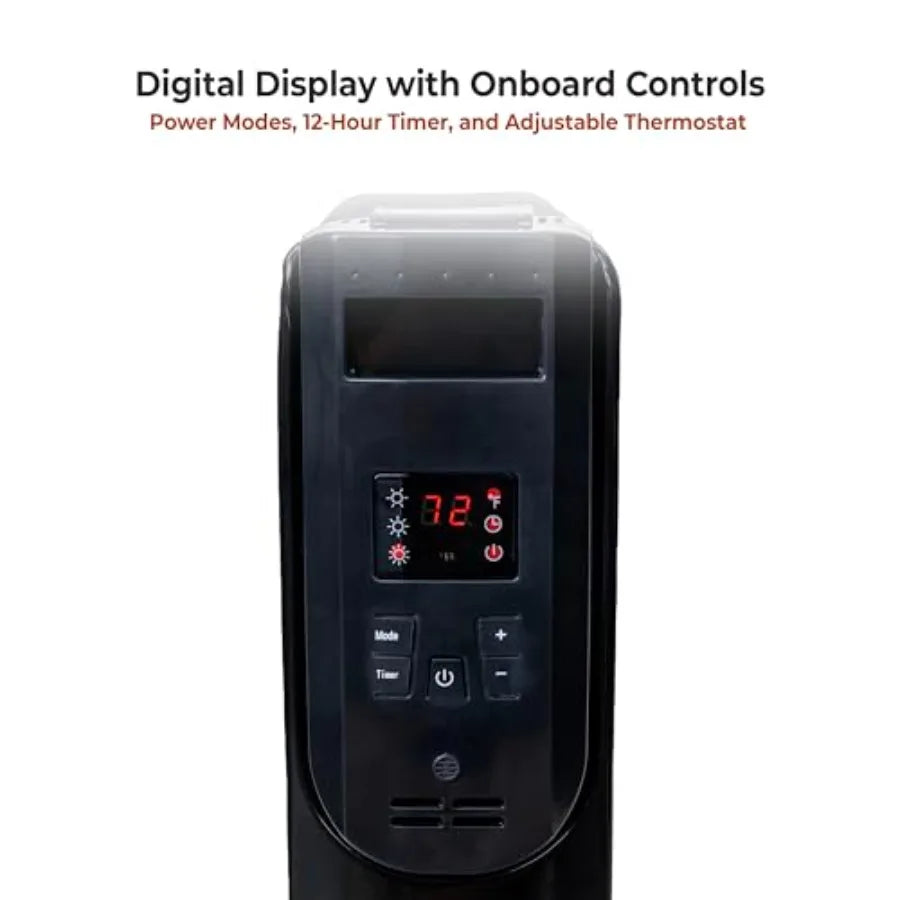 Digital Oil-Filled Radiator Heater With Remote And 12-Hour Timer Portable by S And B Enterprise