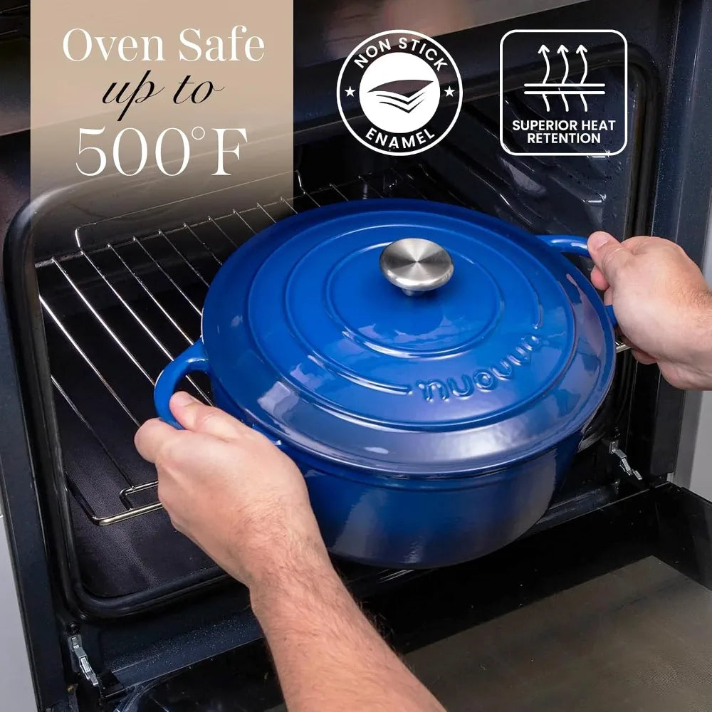 5-Quart Enameled Cast Iron Dutch Oven, Oven Safe to 500°F, Dark Blue by S And B Enterprise