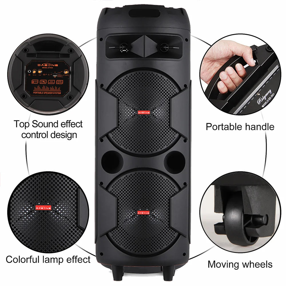 CURUK 6000W Portable Bluetooth Speaker With Dual Subwoofer